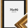 Ramme Rokoko Guld 70x90 cm - Passepartout Sort 60x80 cm