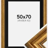 Ramme Rokoko Guld 50x70 cm - Passepartout Sort 42x59,4 cm (A2)