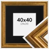 Ramme Rokoko Guld 40x40 cm - Passepartout Sort 25x25 cm