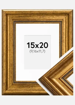 Ramme Rokoko Guld 15x20 cm - Passepartout Hvid 4x5 inches