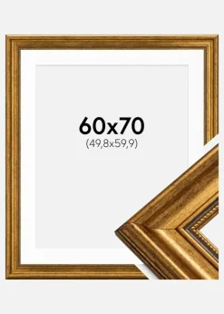 Ramme Rokoko Guld 60x70 cm - Passepartout Hvid 20x24 inches