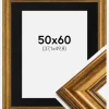 Ramme Rokoko Guld 50x60 cm - Passepartout Sort 15x20 inches