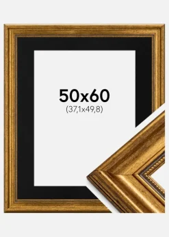 Ramme Rokoko Guld 50x60 cm - Passepartout Sort 15x20 inches