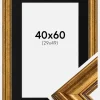 Ramme Rokoko Guld 40x60 cm - Passepartout Sort 30x50 cm