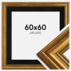 Ramme Rokoko Guld 60x60 cm - Passepartout Sort 50x50 cm