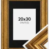 Ramme Rokoko Guld 20x30 cm - Passepartout Sort 15x21 cm (A5)