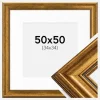 Ramme Rokoko Guld 50x50 cm - Passepartout Hvid 35x35 cm