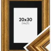 Ramme Rokoko Guld 20x30 cm - Passepartout Sort 15x22 cm