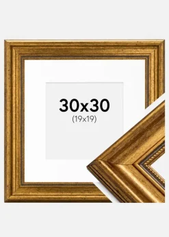 Ramme Rokoko Guld 30x30 cm - Passepartout Hvid 20x20 cm