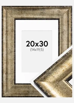 Ramme Saltsjöbaden Antikguld 20x30 cm - Passepartout Hvid 15x21 cm (A5)