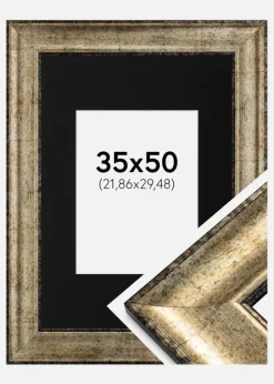 Ramme Saltsjöbaden Antikguld 35x50 cm - Passepartout Sort 9x12 inches