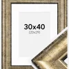 Ramme Saltsjöbaden Antikguld 30x40 cm - Passepartout Hvid 21x30 cm