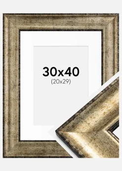 Ramme Saltsjöbaden Antikguld 30x40 cm - Passepartout Hvid 21x30 cm