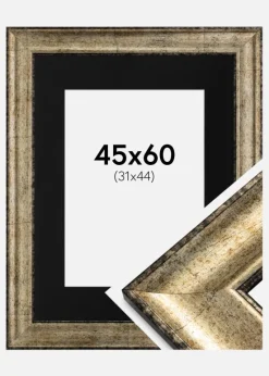 Ramme Saltsjöbaden Antikguld 45x60 cm - Passepartout Sort 32x45 cm