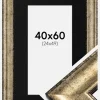 Ramme Saltsjöbaden Antikguld 40x60 cm - Passepartout Sort 25x50 cm