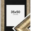 Ramme Saltsjöbaden Antikguld 35x50 cm - Passepartout Sort 30x35 cm