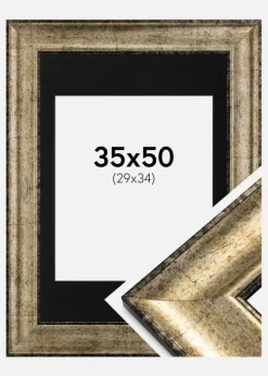 Ramme Saltsjöbaden Antikguld 35x50 cm - Passepartout Sort 30x35 cm