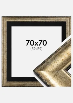 Ramme Saltsjöbaden Antikguld 70x70 cm - Passepartout Sort 60x60 cm