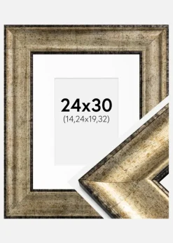 Ramme Saltsjöbaden Antikguld 24x30 cm - Passepartout Hvid 6x8 inches
