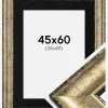 Ramme Saltsjöbaden Antikguld 45x60 cm - Passepartout Sort 35x50 cm