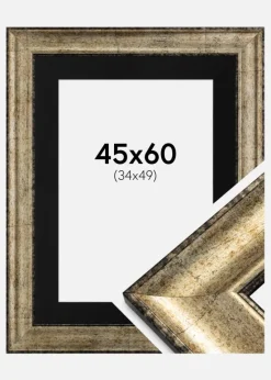 Ramme Saltsjöbaden Antikguld 45x60 cm - Passepartout Sort 35x50 cm