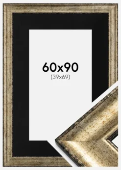 Ramme Saltsjöbaden Antikguld 60x90 cm - Passepartout Sort 40x70 cm