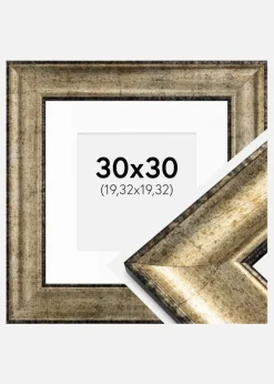 Ramme Saltsjöbaden Antikguld 30x30 cm - Passepartout Hvid 8x8 inches