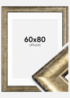 Ramme Saltsjöbaden Antikguld 60x80 cm - Passepartout Hvid 50x65 cm