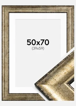 Ramme Saltsjöbaden Antikguld 50x70 cm - Passepartout Hvid 40x60 cm