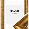 Ramme Saltsjöbaden Antikguld 70x70 cm - Passepartout Hvid 60x60 cm