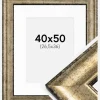 Ramme Saltsjöbaden Antikguld 40x50 cm - Passepartout Hvid 27,5x37 cm