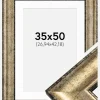 Ramme Saltsjöbaden Antikguld 35x50 cm - Passepartout Hvid 11x17 inches