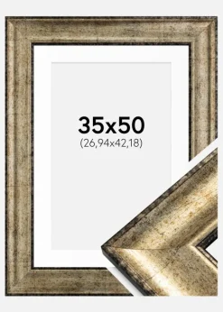 Ramme Saltsjöbaden Antikguld 35x50 cm - Passepartout Hvid 11x17 inches