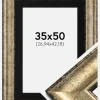 Ramme Saltsjöbaden Antikguld 35x50 cm - Passepartout Sort 11x17 inches