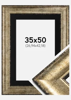 Ramme Saltsjöbaden Antikguld 35x50 cm - Passepartout Sort 11x17 inches
