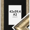 Ramme Saltsjöbaden Antikguld 42x59,4 cm (A2) - Passepartout Sort 25x38 cm