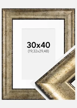 Ramme Saltsjöbaden Antikguld 30x40 cm - Passepartout Hvid 8x12 inches