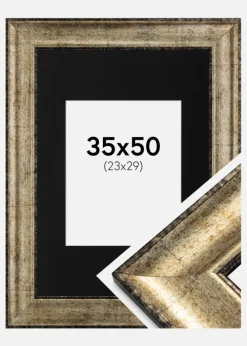 Ramme Saltsjöbaden Antikguld 35x50 cm - Passepartout Sort 24x30 cm