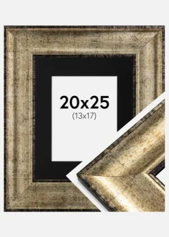 Ramme Saltsjöbaden Antikguld 20x25 cm - Passepartout Sort 14x18 cm