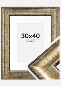 Ramme Saltsjöbaden Antikguld 30x40 cm - Passepartout Hvid 20x30 cm