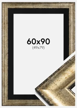 Ramme Saltsjöbaden Antikguld 60x90 cm - Passepartout Sort 50x80 cm