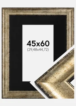 Ramme Saltsjöbaden Antikguld 45x60 cm - Passepartout Sort 12x18 inches