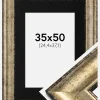 Ramme Saltsjöbaden Antikguld 35x50 cm - Passepartout Sort 10x15 inches