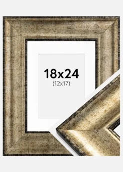 Ramme Saltsjöbaden Antikguld 18x24 cm - Passepartout Hvid 13x18 cm