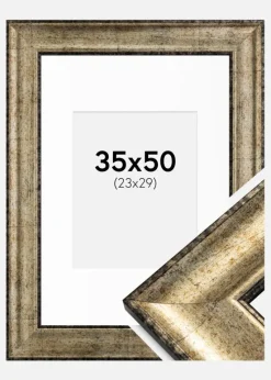 Ramme Saltsjöbaden Antikguld 35x50 cm - Passepartout Hvid 24x30 cm