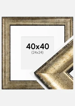 Ramme Saltsjöbaden Antikguld 40x40 cm - Passepartout Hvid 25x25 cm