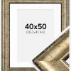 Ramme Saltsjöbaden Antikguld 40x50 cm - Passepartout Hvid 29,7x42 cm (A3)
