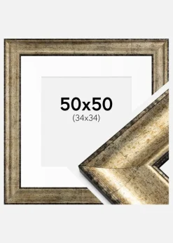 Ramme Saltsjöbaden Antikguld 50x50 cm - Passepartout Hvid 35x35 cm