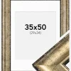 Ramme Saltsjöbaden Antikguld 35x50 cm - Passepartout Hvid 30x35 cm