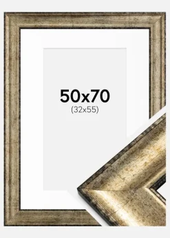 Ramme Saltsjöbaden Antikguld 50x70 cm - Passepartout Hvid 33x56 cm